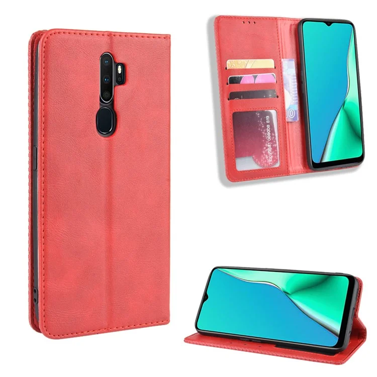 Retro Style PU Leather Stand Wallet Case for OPPO A9 2020/A5 2020/A11/A11X - Black-Cellmalls