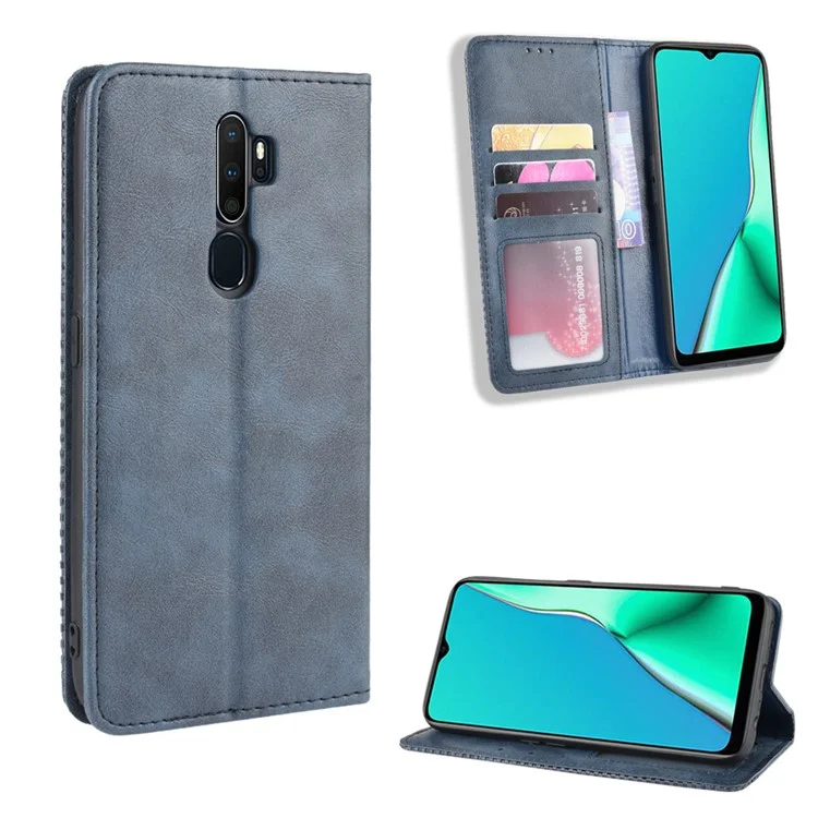 Retro Style PU Leather Stand Wallet Case for OPPO A9 2020/A5 2020/A11/A11X - Black-Cellmalls