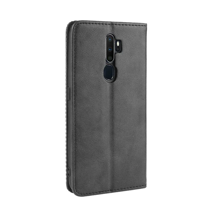 Retro Style PU Leather Stand Wallet Case for OPPO A9 2020/A5 2020/A11/A11X - Black-Cellmalls