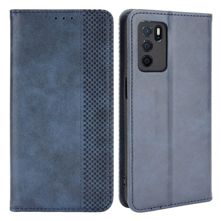 PU Leather Full Protective Retro Style Wallet Stand Flip Protective Phone Cover for Oppo A16/A16s/A54s - Black-Cellmalls