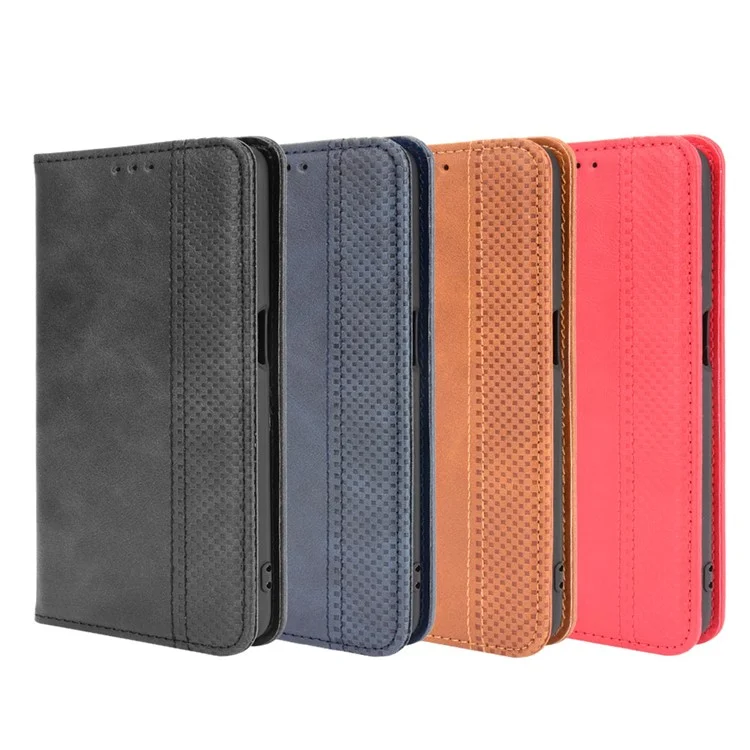 PU Leather Full Protective Retro Style Wallet Stand Flip Protective Phone Cover for Oppo A16/A16s/A54s - Black-Cellmalls