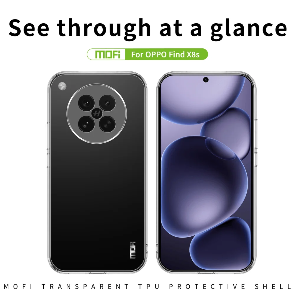 For Oppo Find X8s 5G Clear Phone Case MOFI Ultra-Thin TPU Phone Back Cover - Transparent-Cellmalls