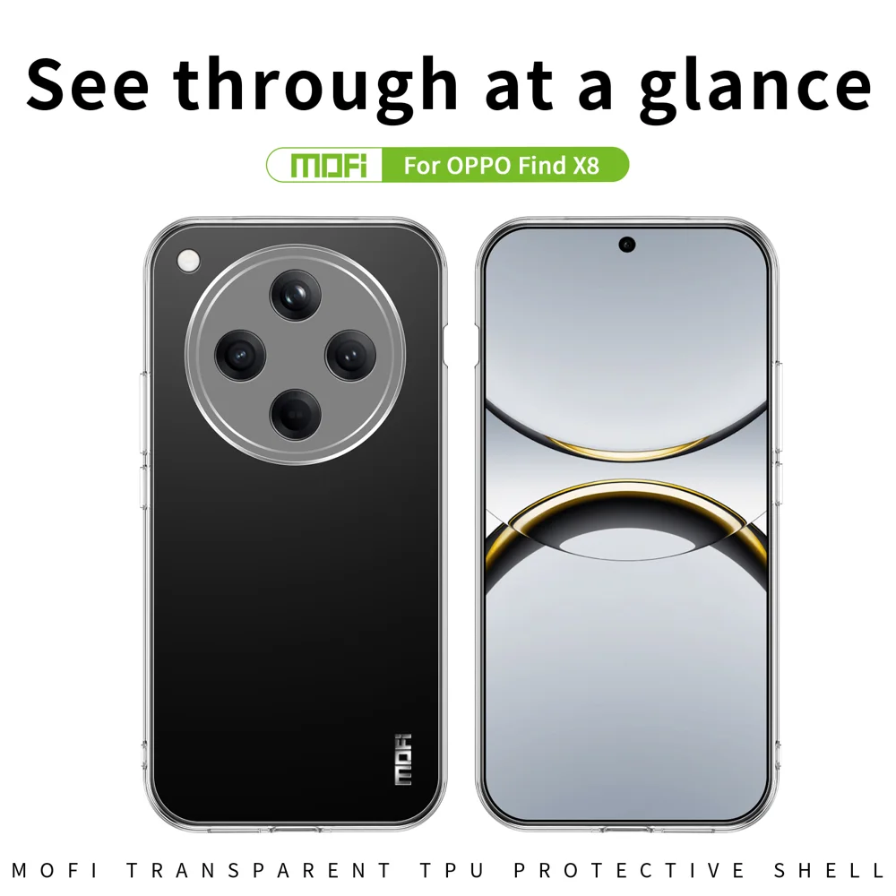 For Oppo Find X8 5G Clear Phone Case MOFI Ultra-Thin TPU Phone Back Cover - Transparent-Cellmalls