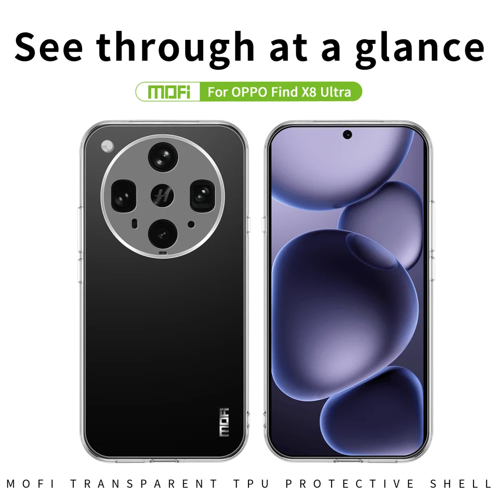 For Oppo Find X8 Ultra 5G Clear Phone Case MOFI Ultra-Thin TPU Phone Back Cover - Transparent-Cellmalls
