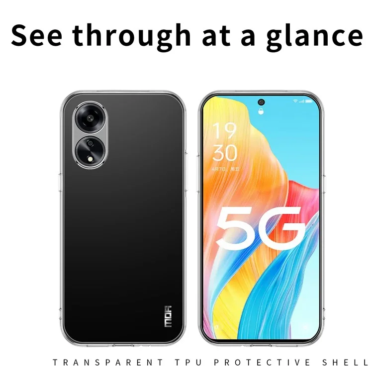MOFI For Oppo A1 5G Transparent TPU Phone Case Anti-scratch Protective Phone Cover-Cellmalls