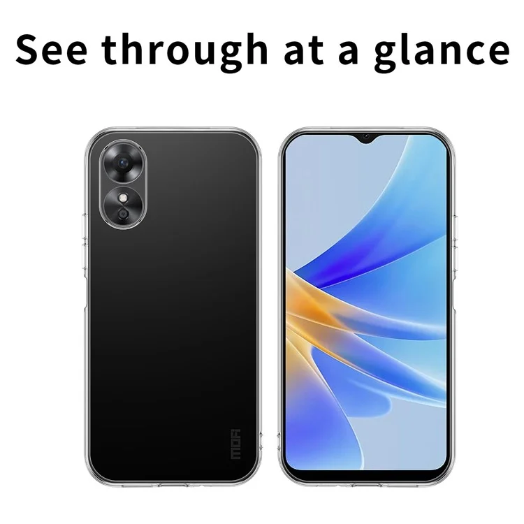 MOFI For Oppo A17 4G Transparent Flexible TPU Case Anti-scratch Protective Cell Phone Cover-Cellmalls