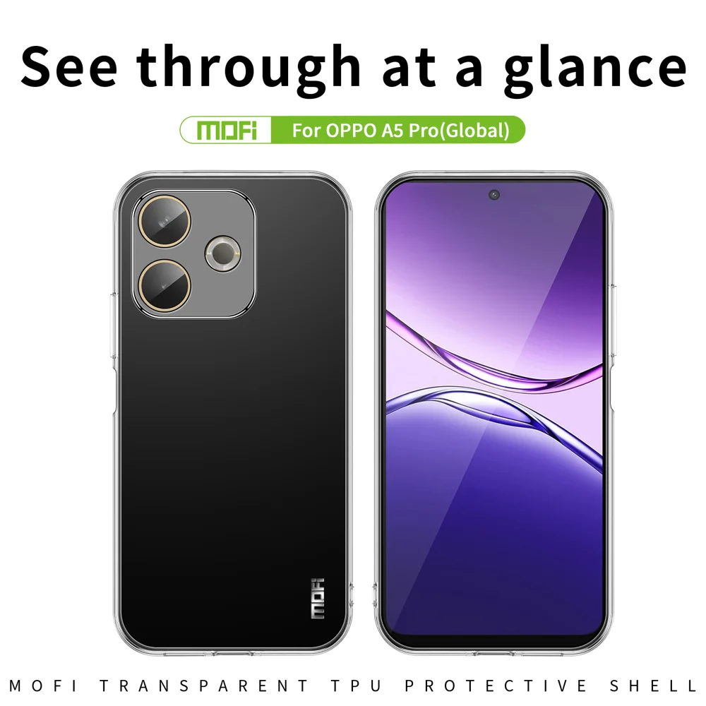 For Oppo A5 Pro 4G (Global) / 5G (Global) / A5 Energy 5G (China) Clear Phone Case MOFI Ultra-Thin TPU Phone Back Cover - Transparent-Cellmalls