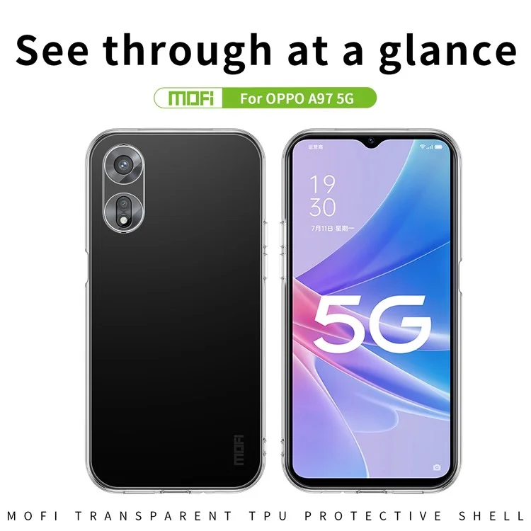 MOFI Shockproof Phone Case for Oppo A97 5G, Soft TPU High Transparency Cellphone Protective Cover-Cellmalls