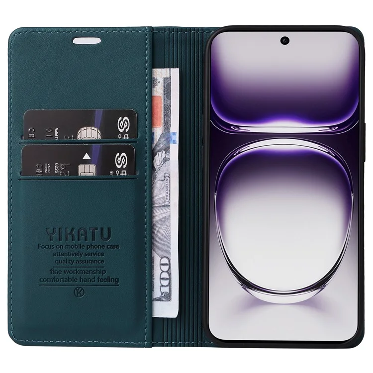 YIKATU YK-001 For Oppo Reno12 Pro 5G (China) / (Global) Case Leather Magnetic Auto-Absorbed Phone Cover - Green-Cellmalls