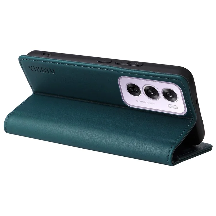 YIKATU YK-001 For Oppo Reno12 Pro 5G (China) / (Global) Case Leather Magnetic Auto-Absorbed Phone Cover - Green-Cellmalls