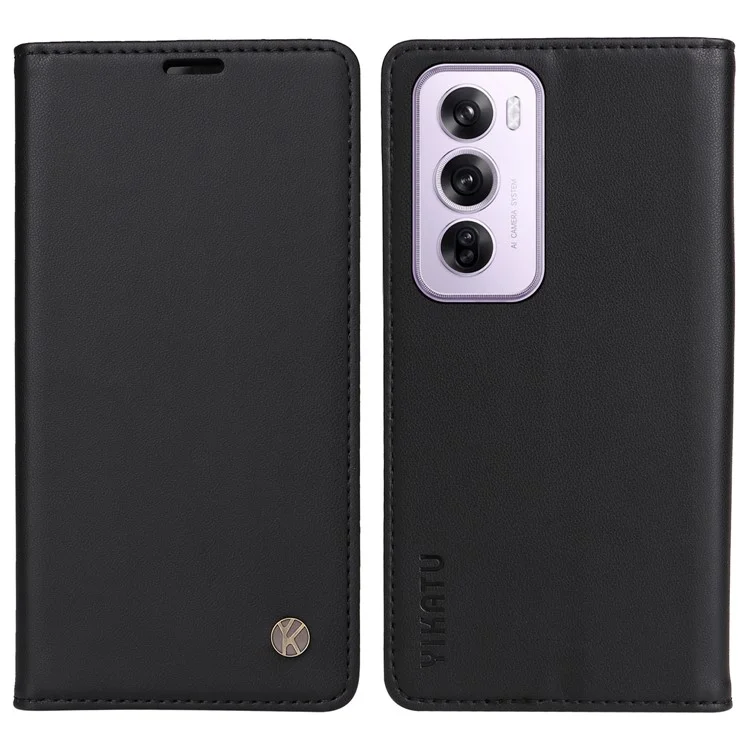 YIKATU YK-001 For Oppo Reno12 Pro 5G (China) / (Global) Case Leather Magnetic Auto-Absorbed Phone Cover - Green-Cellmalls