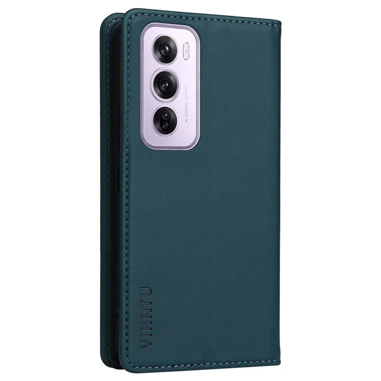 YIKATU YK-001 For Oppo Reno12 Pro 5G (China) / (Global) Case Leather Magnetic Auto-Absorbed Phone Cover - Green-Cellmalls