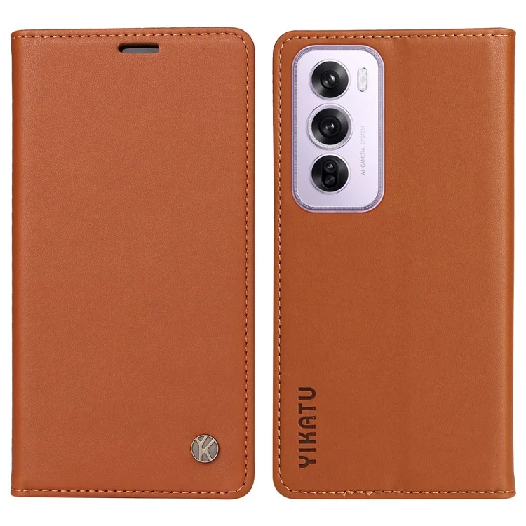 YIKATU YK-001 For Oppo Reno12 Pro 5G (China) / (Global) Case Leather Magnetic Auto-Absorbed Phone Cover - Green-Cellmalls