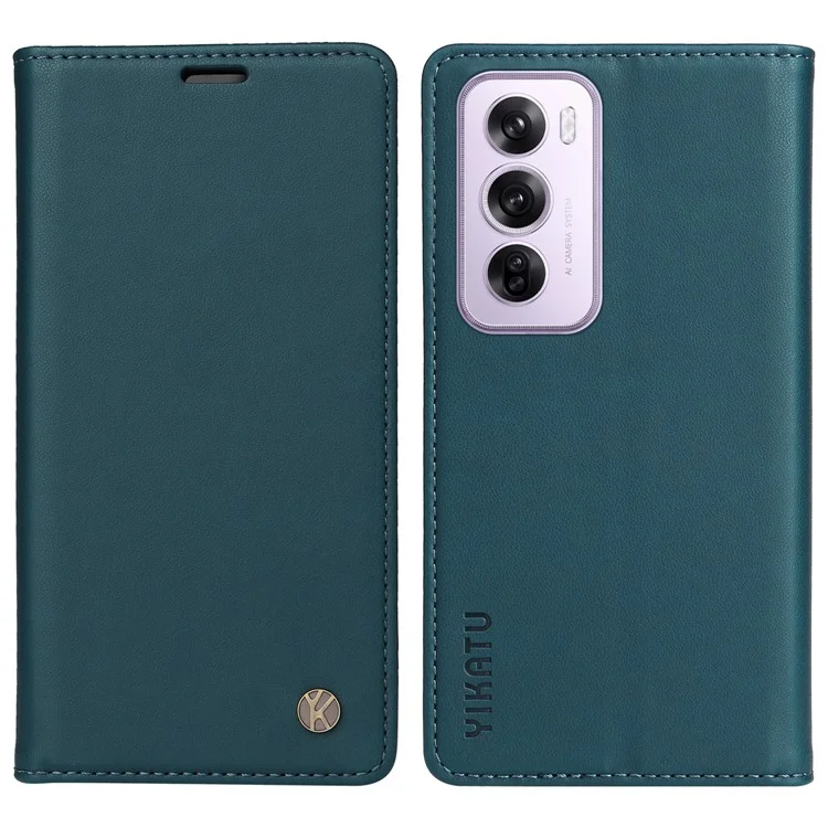 YIKATU YK-001 For Oppo Reno12 Pro 5G (China) / (Global) Case Leather Magnetic Auto-Absorbed Phone Cover - Green-Cellmalls