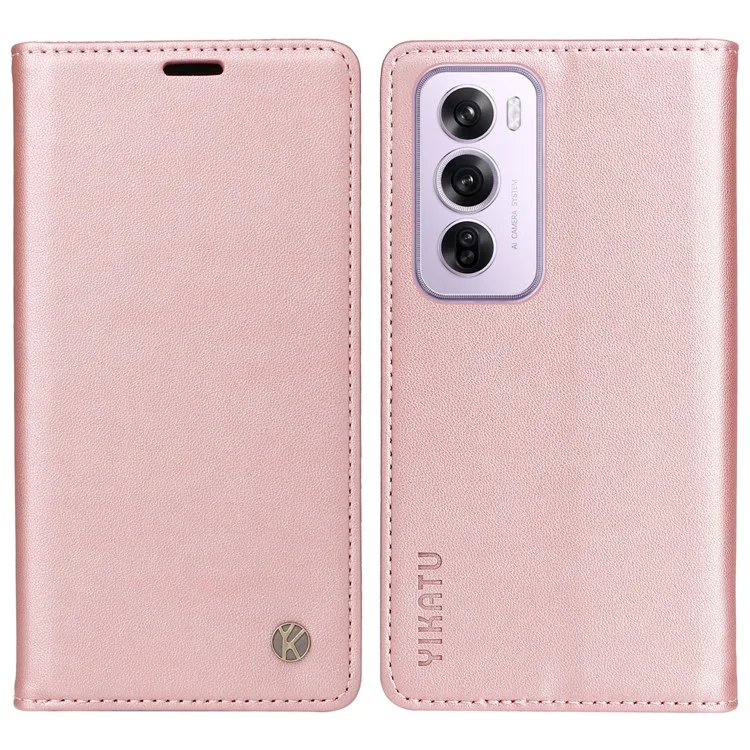 YIKATU YK-001 For Oppo Reno12 Pro 5G (China) / (Global) Case Leather Magnetic Auto-Absorbed Phone Cover - Green-Cellmalls