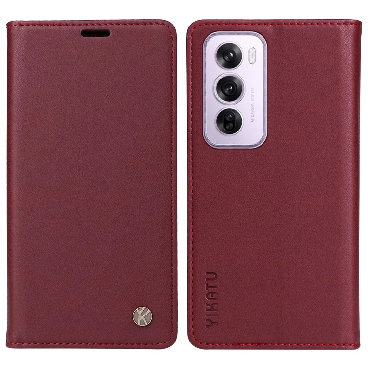 YIKATU YK-001 For Oppo Reno12 Pro 5G (China) / (Global) Case Leather Magnetic Auto-Absorbed Phone Cover - Green-Cellmalls