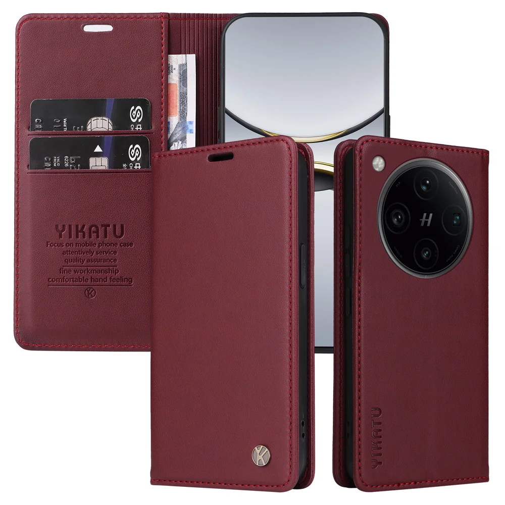 For Oppo Find X8 Pro 5G Phone Cases YIKATU Magnetic Closure PU Leather Mobile Cover - Green-Cellmalls