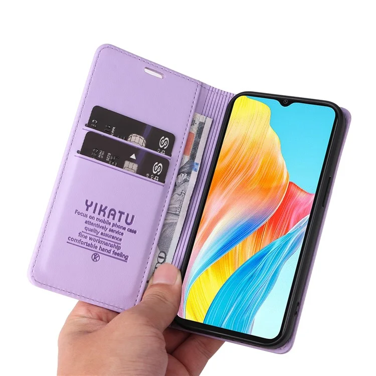 YIKATU YK-001 For Oppo A38 4G Case Full Protection PU Leather Wallet Phone Cover - Light Purple-Cellmalls