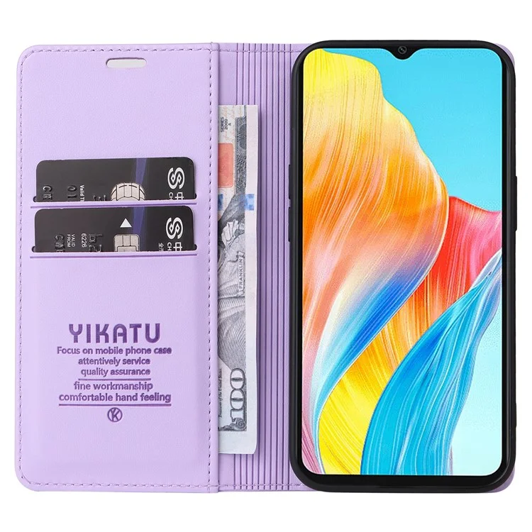 YIKATU YK-001 For Oppo A38 4G Case Full Protection PU Leather Wallet Phone Cover - Light Purple-Cellmalls