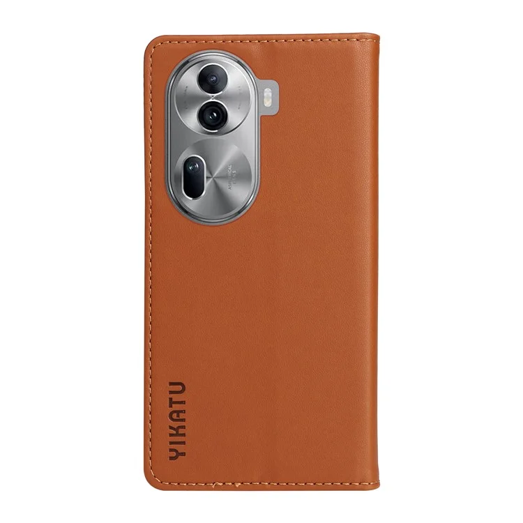 YIKATU YK-001 For Oppo Reno11 5G (Global) Leather Case Wallet Cover Magnetic Closing - Brown-Cellmalls