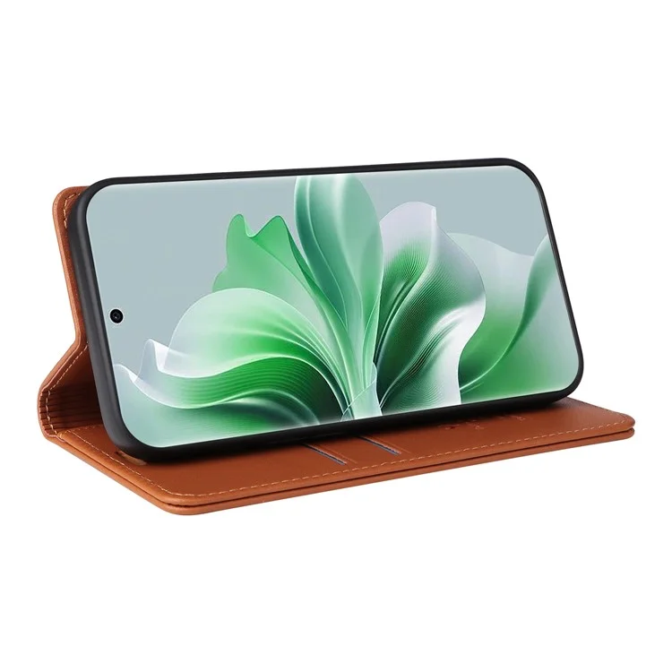 YIKATU YK-001 For Oppo Reno11 5G (Global) Leather Case Wallet Cover Magnetic Closing - Brown-Cellmalls