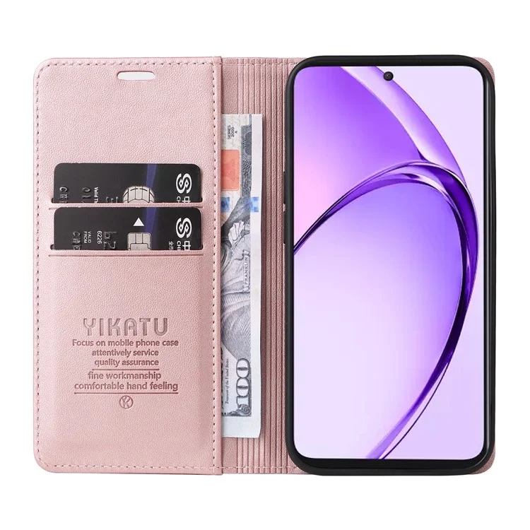 YIKATU YK-001 For Oppo A3 Pro (Global) 5G  /  A3 Pro (India) 5G Case Stand Leather Phone Cover Strong Magnetic Closure - Rose Gold-Cellmalls