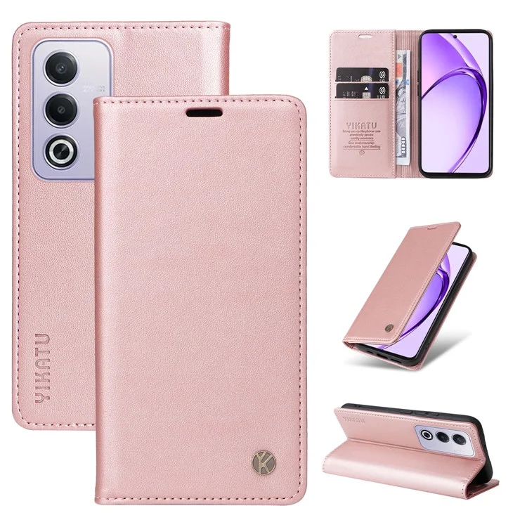 YIKATU YK-001 For Oppo A3 Pro (Global) 5G  /  A3 Pro (India) 5G Case Stand Leather Phone Cover Strong Magnetic Closure - Rose Gold-Cellmalls
