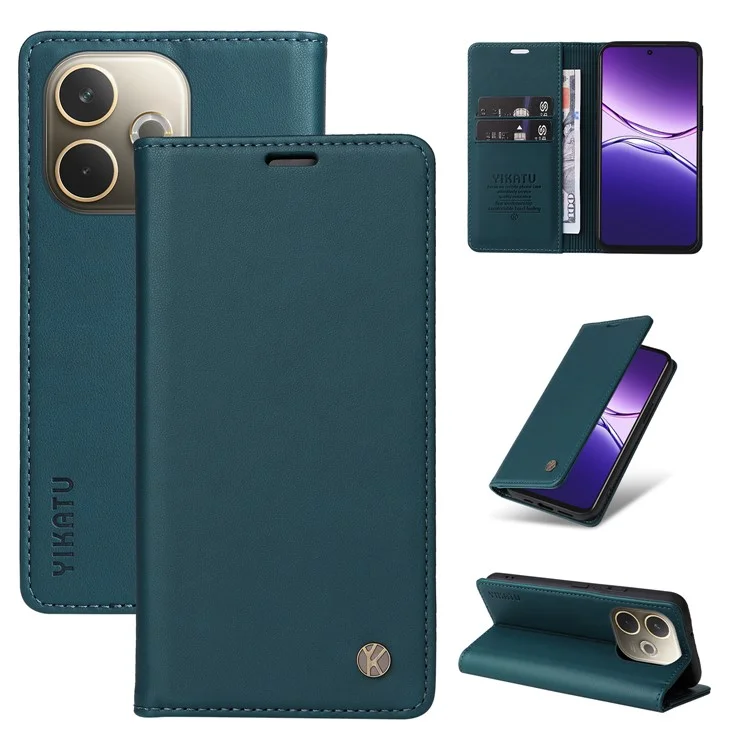 For Oppo A5 Pro 4G (Global) / 5G (Global) / A5 Energy 5G (China) Phone Cases YIKATU Magnetic Closure PU Leather Mobile Cover  - Green-Cellmalls