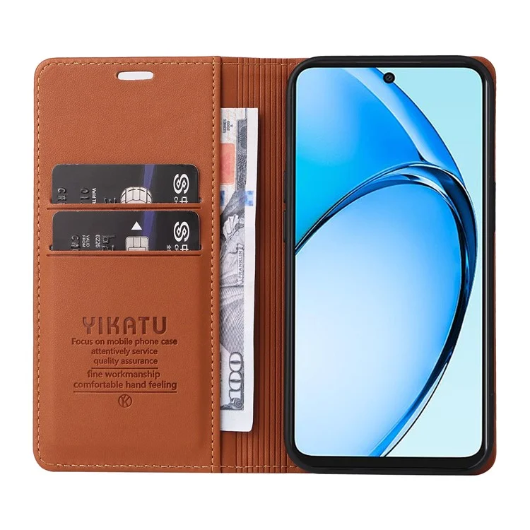 YIKATU YK-001 For Oppo A60 4G Case Stand View Magnetic Protect PU Leather Phone Cover - Brown-Cellmalls