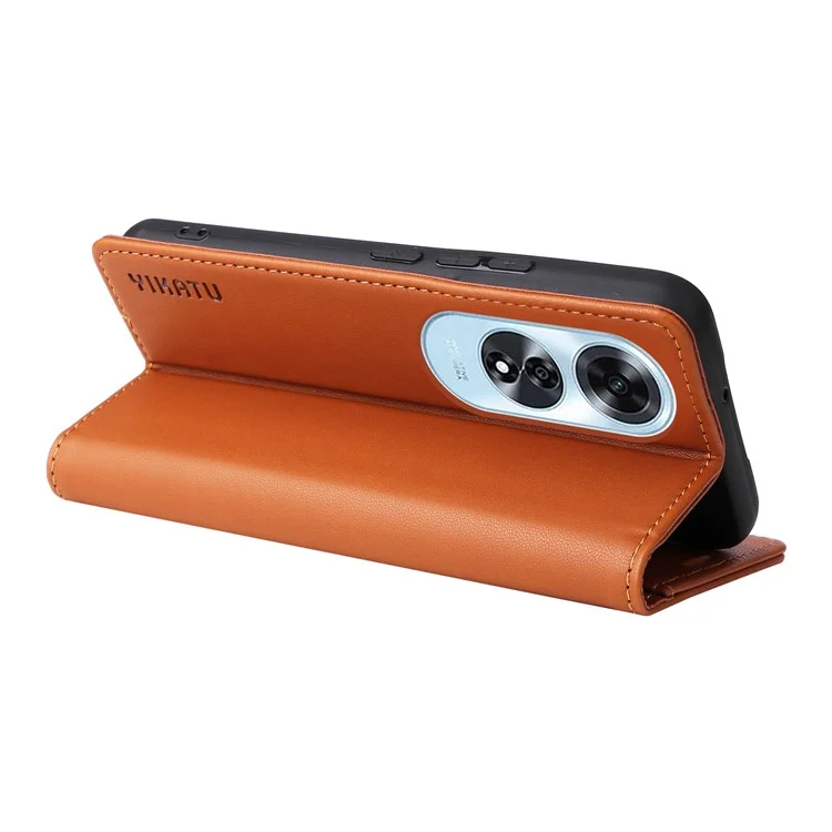 YIKATU YK-001 For Oppo A60 4G Case Stand View Magnetic Protect PU Leather Phone Cover - Brown-Cellmalls