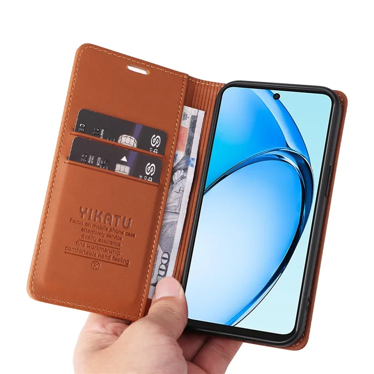 YIKATU YK-001 For Oppo A60 4G Case Stand View Magnetic Protect PU Leather Phone Cover - Brown-Cellmalls