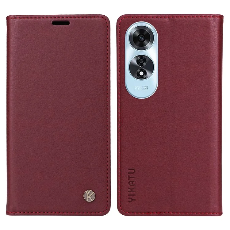 YIKATU YK-001 For Oppo A60 4G Case Stand View Magnetic Protect PU Leather Phone Cover - Brown-Cellmalls