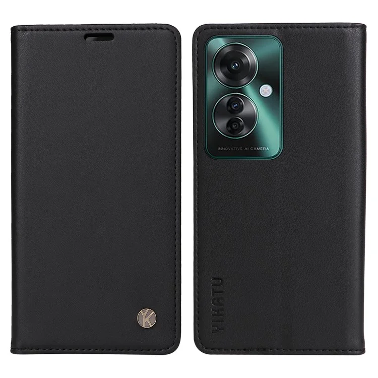 YIKATU YK-001 For Oppo Reno11 F 5G Slim Cover Magnetic Closing Leather Phone Shell - Brown-Cellmalls