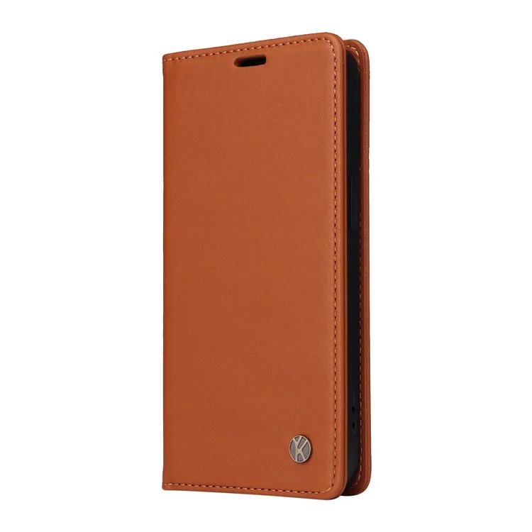 YIKATU YK-001 For Oppo Reno11 F 5G Slim Cover Magnetic Closing Leather Phone Shell - Brown-Cellmalls