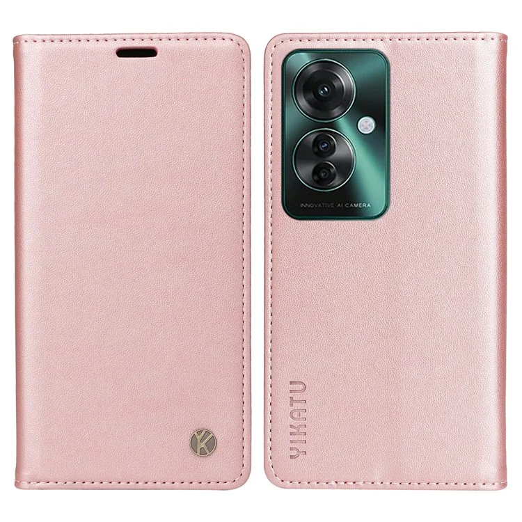 YIKATU YK-001 For Oppo Reno11 F 5G Slim Cover Magnetic Closing Leather Phone Shell - Brown-Cellmalls
