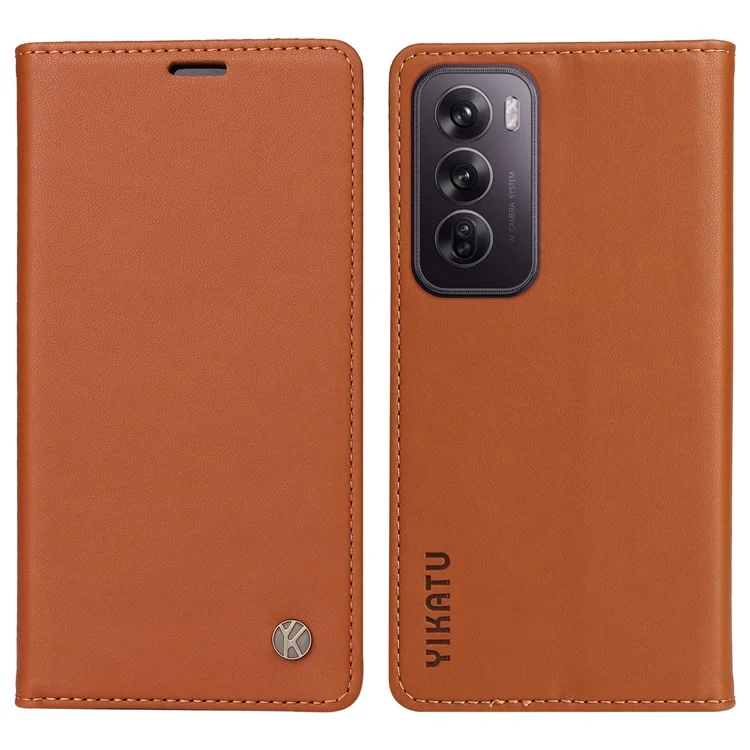 YIKATU YK-001 For Oppo Reno12 5G (Global) Case Wallet Leather Phone Cover Folio Strong Magnetic Closure - Black-Cellmalls