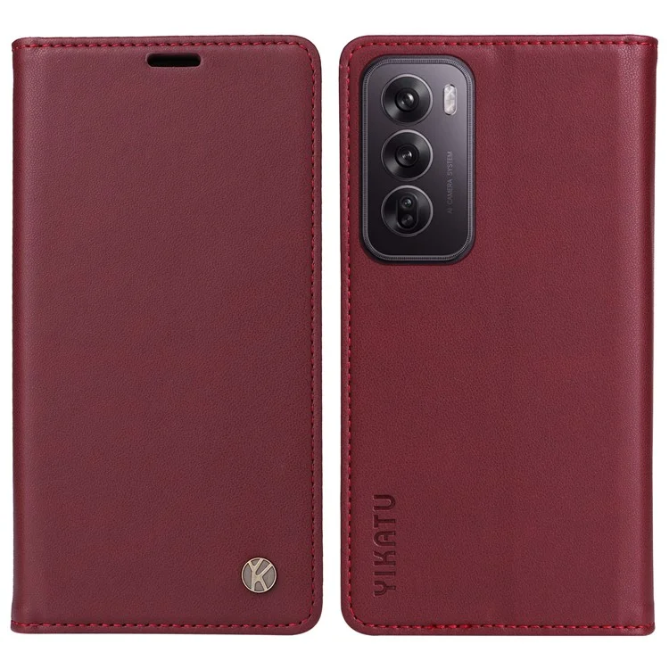 YIKATU YK-001 For Oppo Reno12 5G (Global) Case Wallet Leather Phone Cover Folio Strong Magnetic Closure - Black-Cellmalls