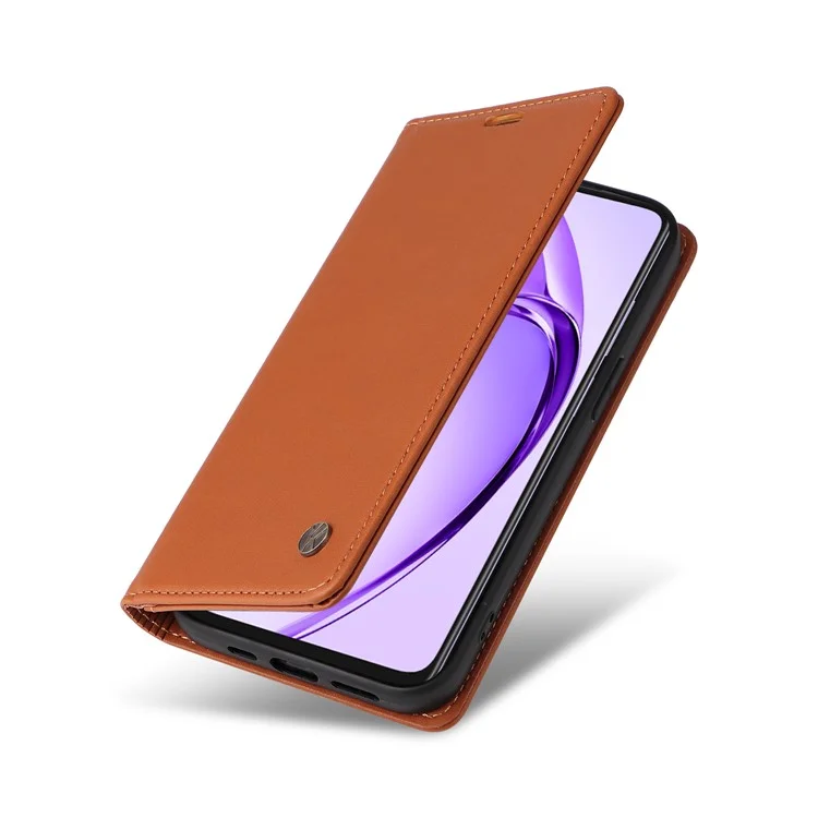 YIKATU YK-001 For Oppo A3x 4G / 5G (India) / A3 4G / 5G / A60 5G / A40 4G / A40M 4G Case Stand Leather Phone Cover Strong Magnetic Closure - Brown-Cellmalls