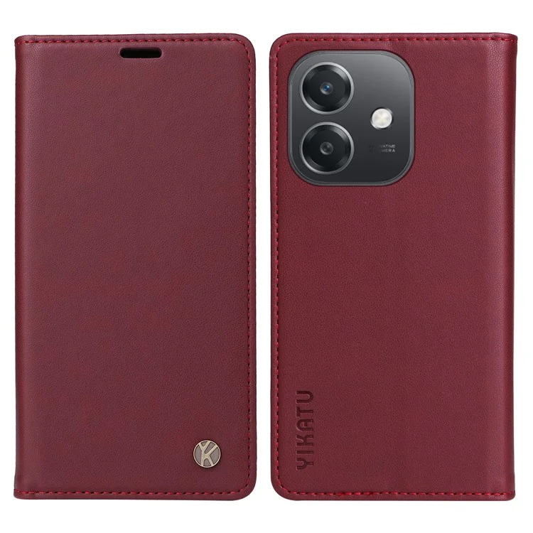 YIKATU YK-001 For Oppo A3x 4G / 5G (India) / A3 4G / 5G / A60 5G / A40 4G / A40M 4G Case Stand Leather Phone Cover Strong Magnetic Closure - Brown-Cellmalls