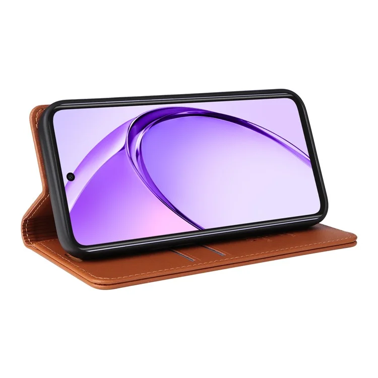 YIKATU YK-001 For Oppo A3x 4G / 5G (India) / A3 4G / 5G / A60 5G / A40 4G / A40M 4G Case Stand Leather Phone Cover Strong Magnetic Closure - Brown-Cellmalls