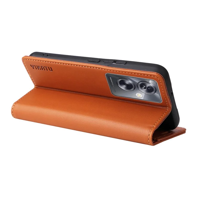 YIKATU YK-001 For Oppo A79 5G / A2 5G Case Magnetic Adsorption Leather Phone Cover - Brown-Cellmalls