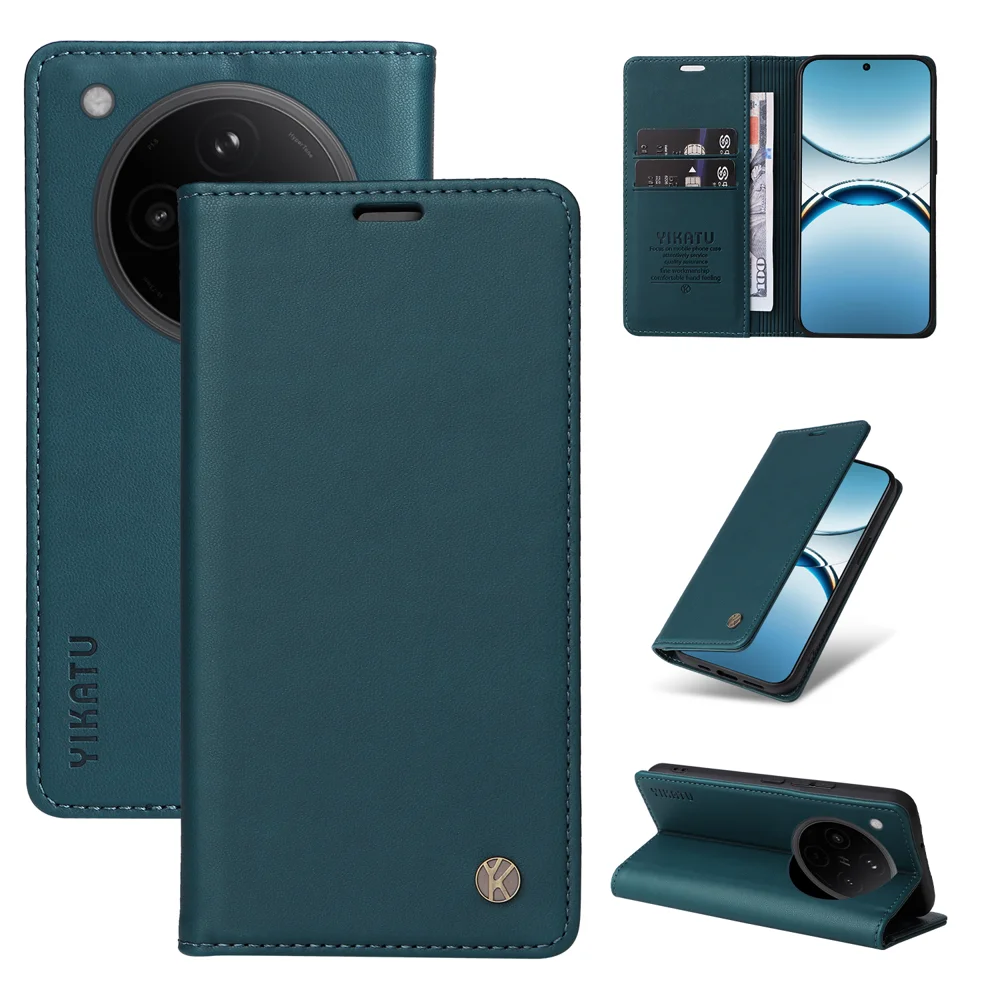 For Oppo Find X8 5G Phone Cases YIKATU Magnetic Closure PU Leather Mobile Cover - Green-Cellmalls
