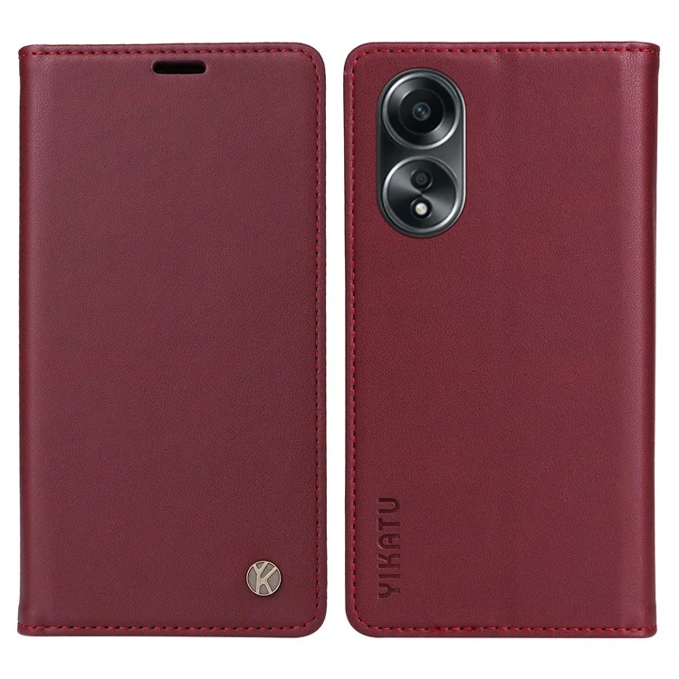 YIKATU YK-001 For Oppo A58 4G Case Magnetic Adsorption Wallet Leather Smartphone Cover - Brown-Cellmalls