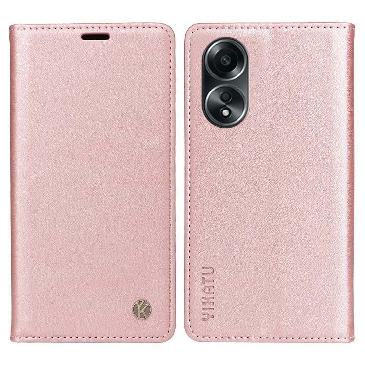 YIKATU YK-001 For Oppo A58 4G Case Magnetic Adsorption Wallet Leather Smartphone Cover - Brown-Cellmalls