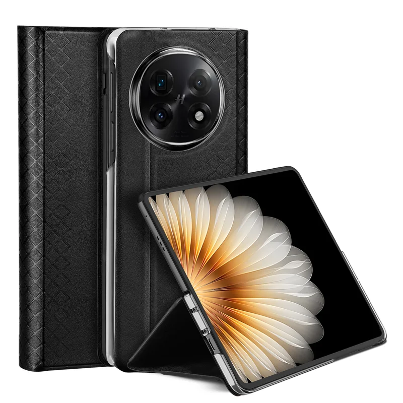 For Oppo Find N5 5G Cases with Card Slot DUX DUCIS Bril Series Leather Phone Cover Stand - Black-Cellmalls