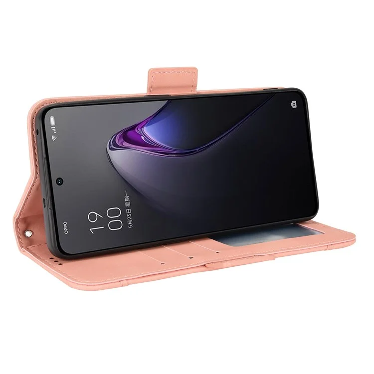 For Oppo Reno8 5G / Reno8 5G (Global Version) PU Leather Full Protection Case Wallet Stand Phone Cover with Multiple Card Slots - Pink-Cellmalls