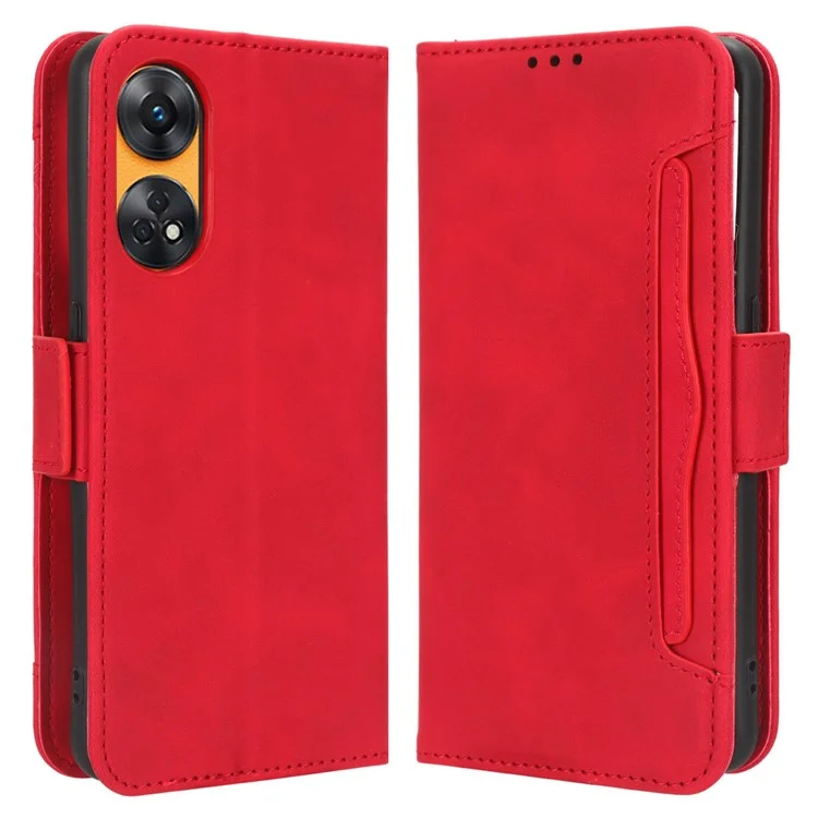 For Oppo Reno8 T 4G Cell Phone Cover Multiple Card Slots PU Leather Wallet Phone Stand Case - Black-Cellmalls