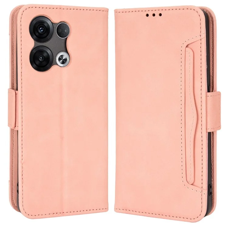 For Oppo Reno8 Pro (China) 5G Stand Wallet PU Leather Anti-drop Phone Case with Multiple Card Slots - Pink-Cellmalls
