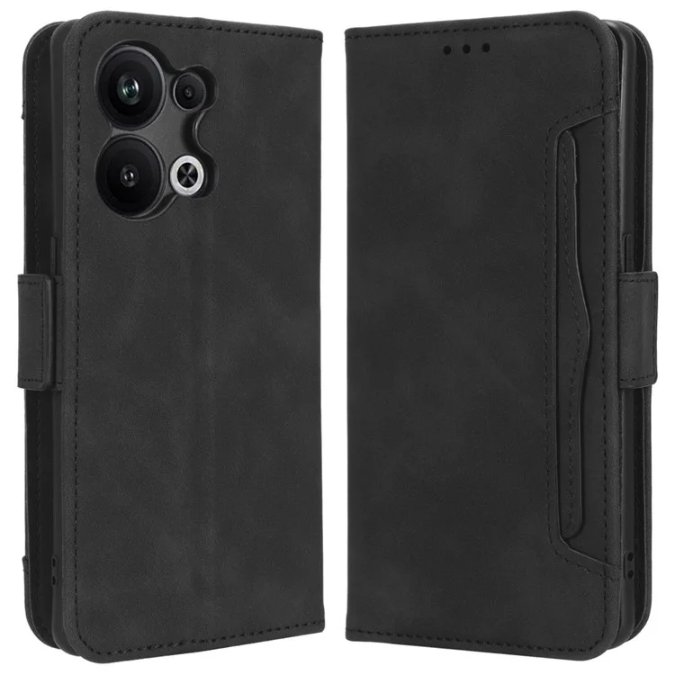 For Oppo Reno9 Pro+ 5G All-round Shockproof PU Leather Phone Case Multiple Card Slots Magnetic Flip Phone Cover Wallet Stand - Black-Cellmalls