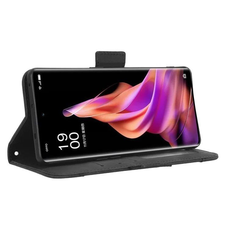 For Oppo Reno9 Pro+ 5G All-round Shockproof PU Leather Phone Case Multiple Card Slots Magnetic Flip Phone Cover Wallet Stand - Black-Cellmalls